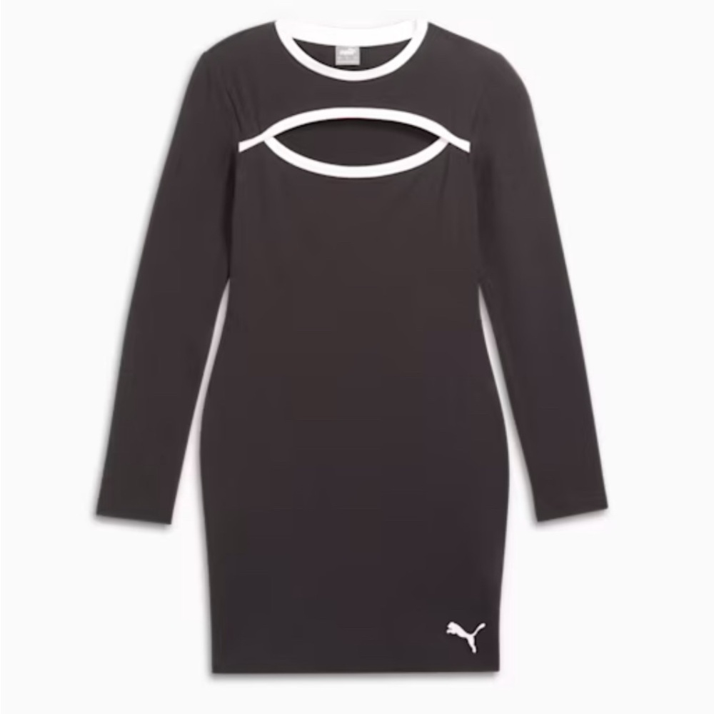 Puma Women's Long Sleeve Black Dress with White Accents